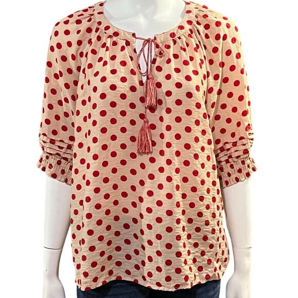 Ellison Womens Polka Dot Tassel Blouse Size Large - Picture 1 of 11
